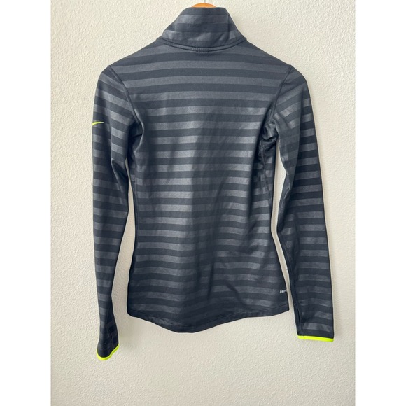 Nike Pro Dri-Fit Blsck Striped Zip Pullover- Size Small B127 - Picture 4 of 7